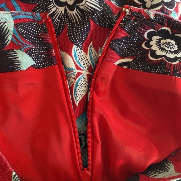 Talbots Floral Cotton Hobo Lined Pencil Skirt Red Blue Size 2 - Picture 7 of 7